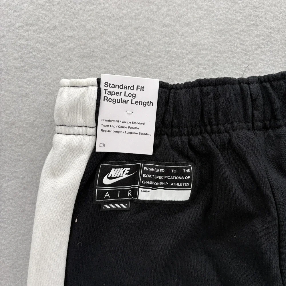 Nike Air Jogger Pants Kids Medium Black White Colorblock Fleece Taper Leg Gym